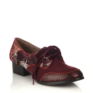 Micah Bordeaux Lace Up Flat Shoes by Ruby Shoo
