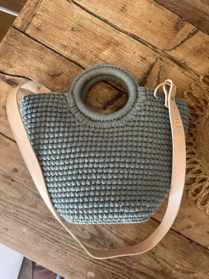 Mizele green fabric bucket crossbody small bag