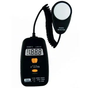 MS6610, Light Meter. Range 0-2000 Lux (lm/m2)/2000-19990 Lux/20000-50000 Lux Accuracy  /-5%, Resolution 1 Lux/10 lux/100 Lux