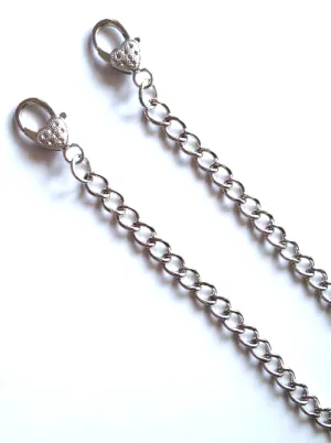 New Metal Heart Dots Purse Silver Tone Chain Strap Handle Shoulder Crossbody Bag Handbag Replacement