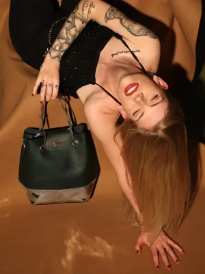 Olive & Silver Drawstring Bucket Bag | Modern Myth