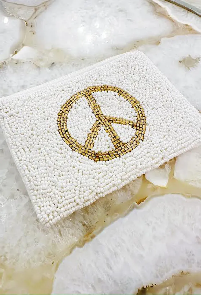 Peace Out Change Purse-White