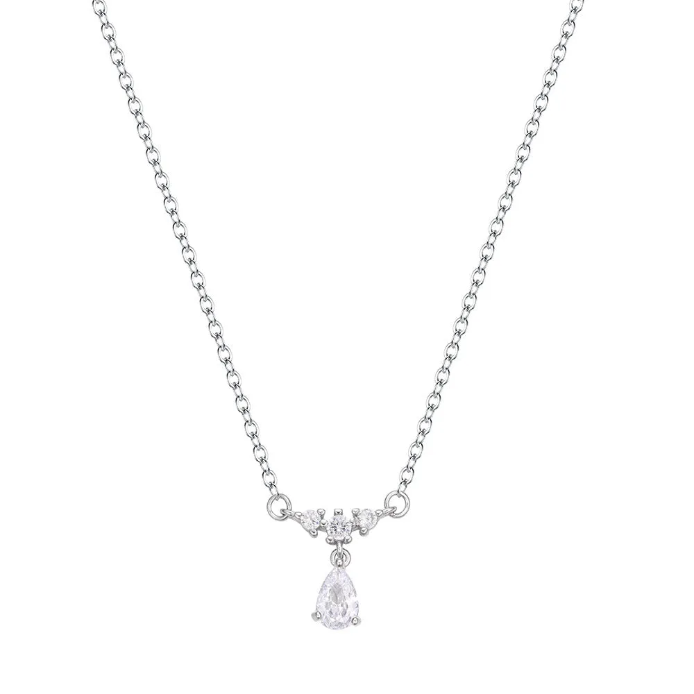 Pear Shape Zircon Silver Necklace