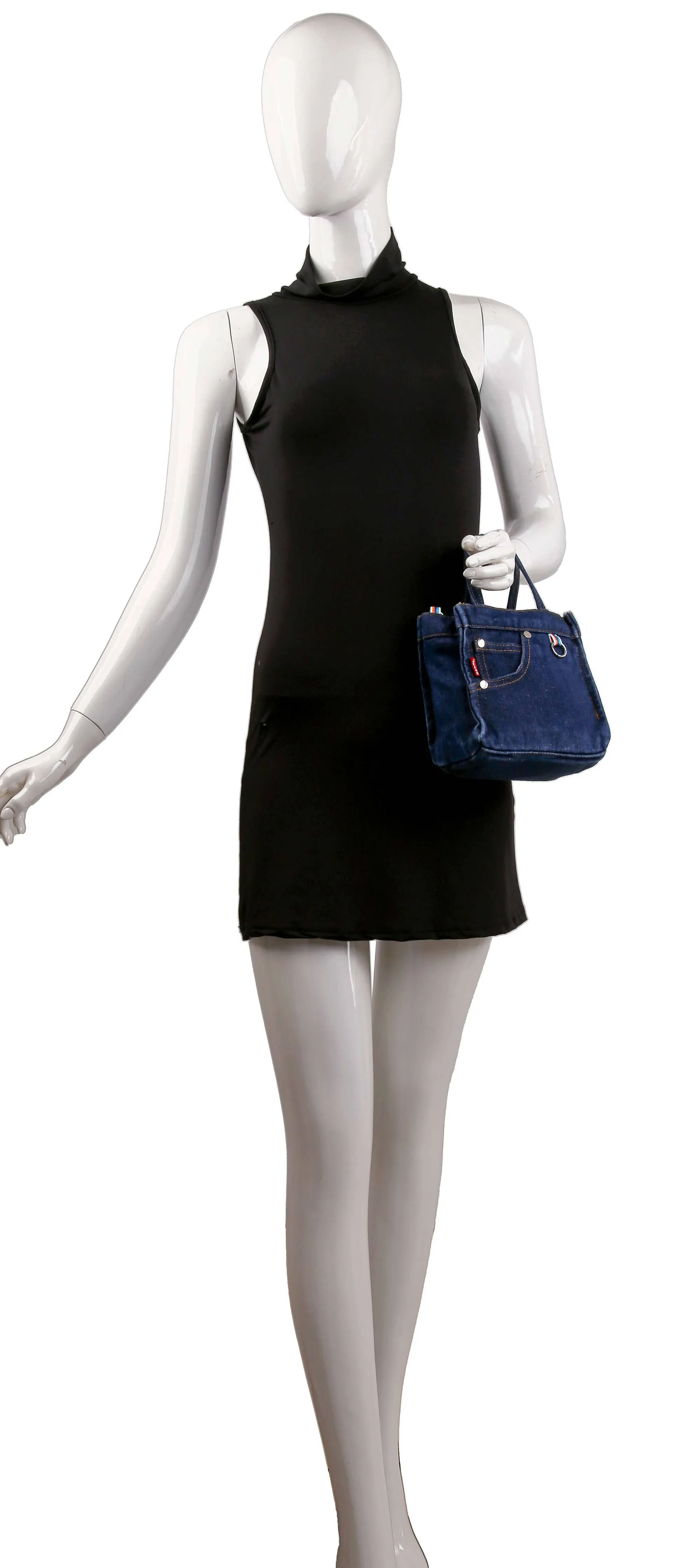 Petite Denim Hand Tote: Dark Blue