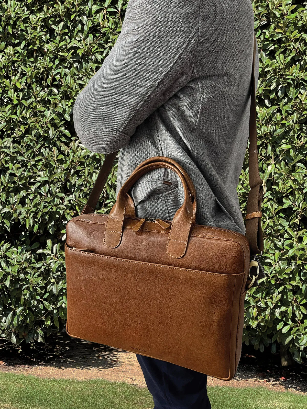 Pierre Cardin Leather 15" Laptop Bag (Tan)