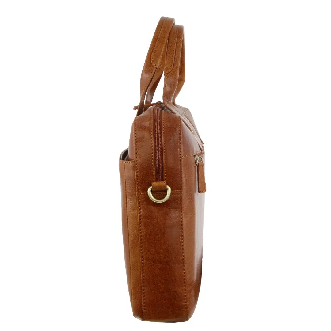 Pierre Cardin Leather 15" Laptop Bag (Tan)