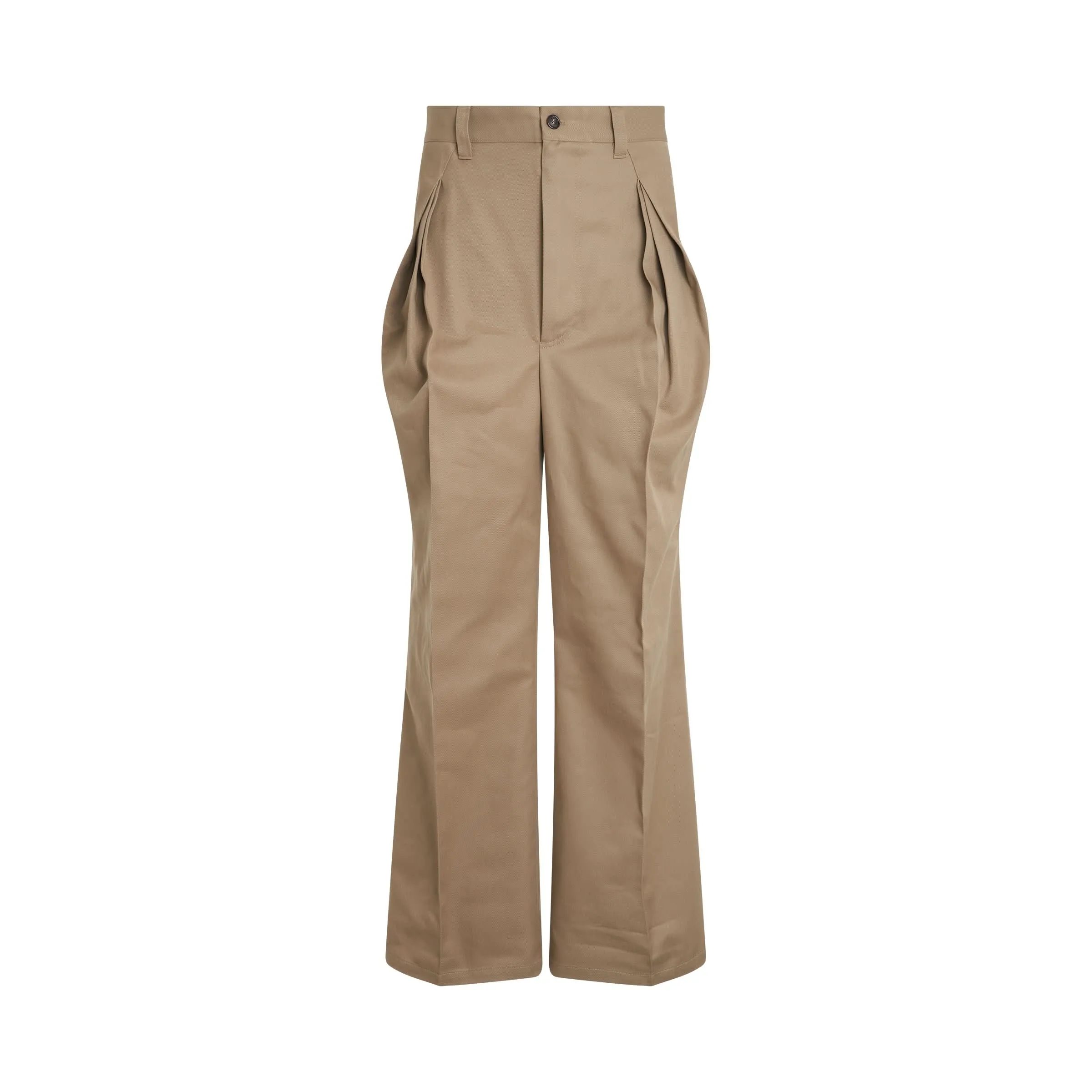 Pleat Details Pants in Beige