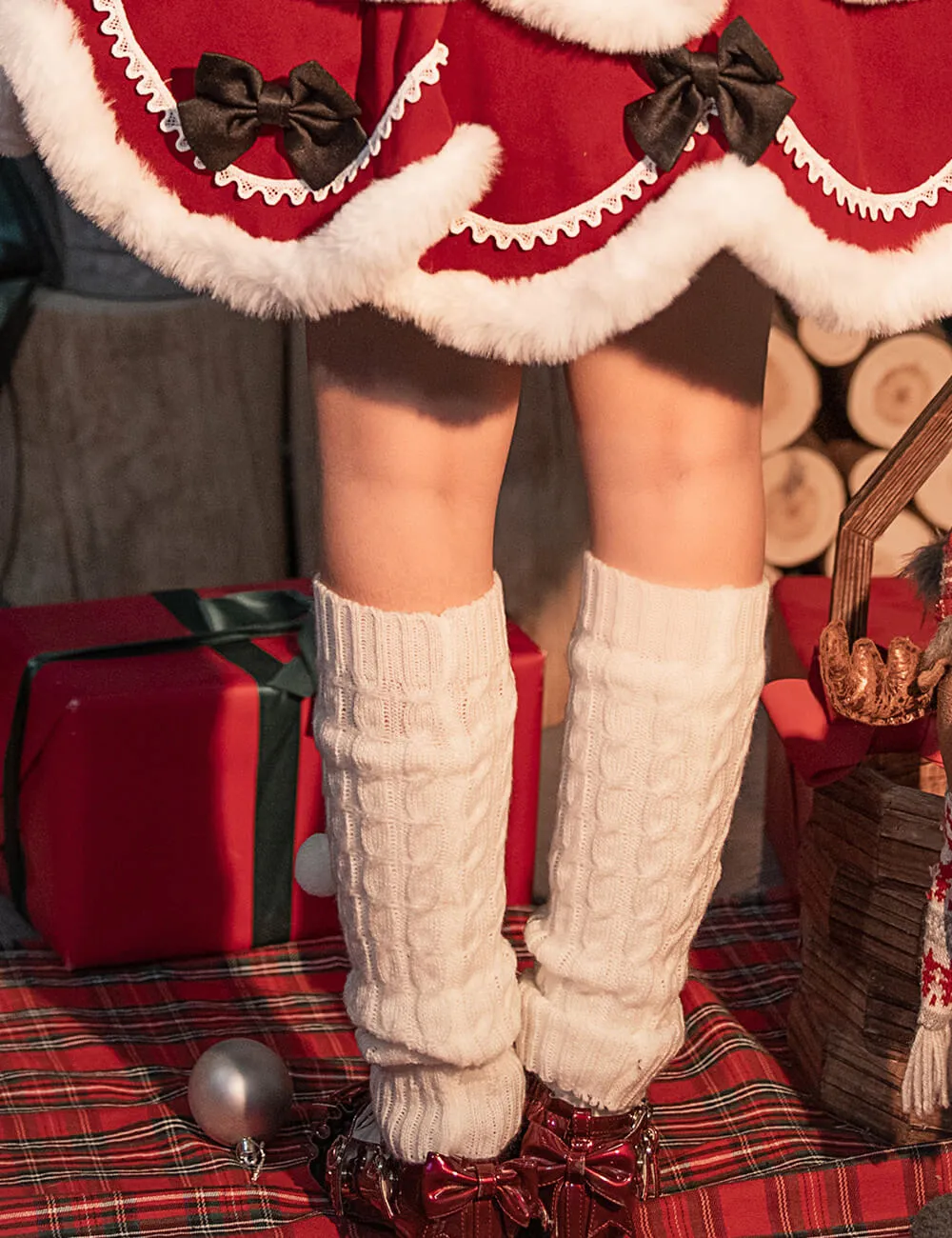 Pom Pom Knit Leg Warmer