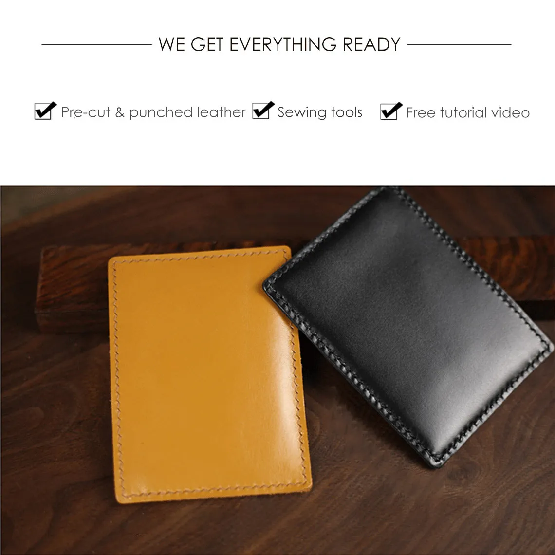POPSEWING® Full Grain Leather Sleeve Card Wallet DIY Kit