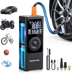 Portable Air Compressor, Tire Inflator Pump Cordless 150PSI with 6000mAh Digital Pressure Gauge 3X Fast Inflation Air Compressor