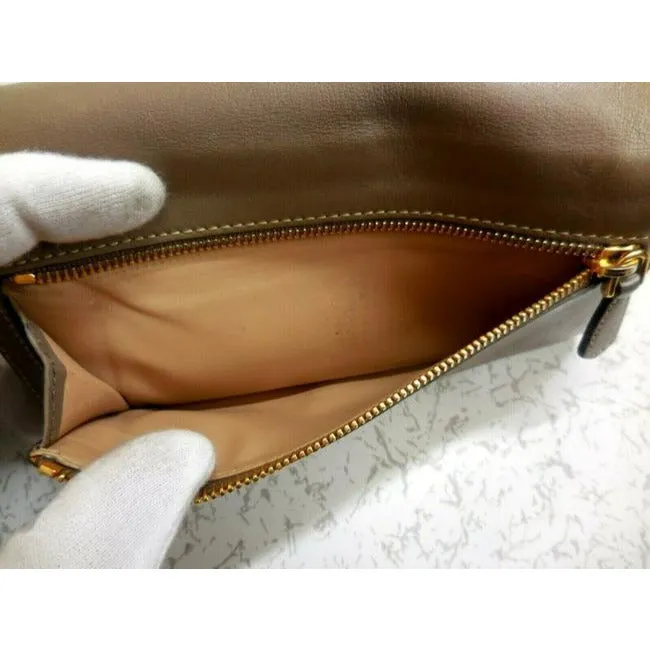 Prada Dark Taupe Or Argilla City Calf Line Continental Wallet