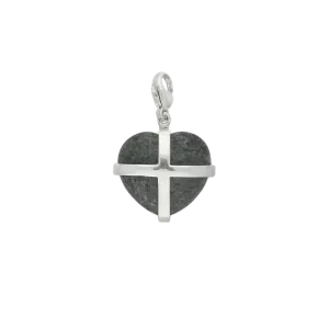 Preseli Bluestone Charm Cross Heart Large Silver