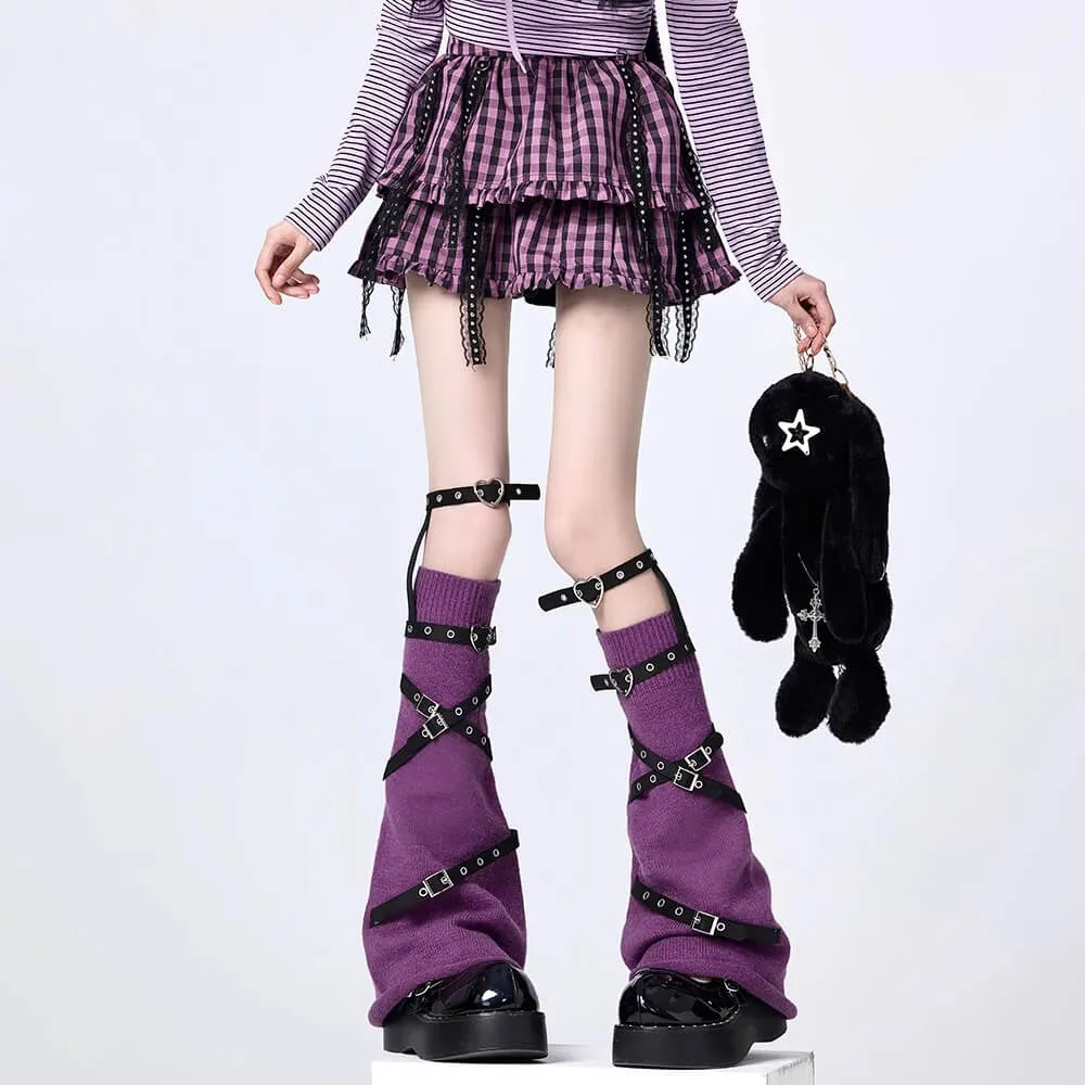 Punk Rave Leg Warmers With Heart Buckled Loops