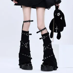 Punk Rave Leg Warmers With Heart Buckled Loops