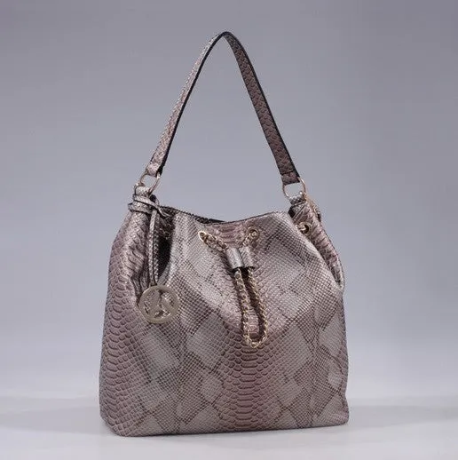 Python Bucket Handbag in Taupe