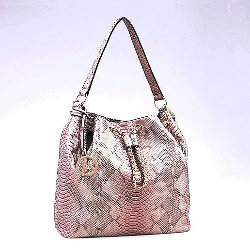 Python Bucket Handbag in Taupe