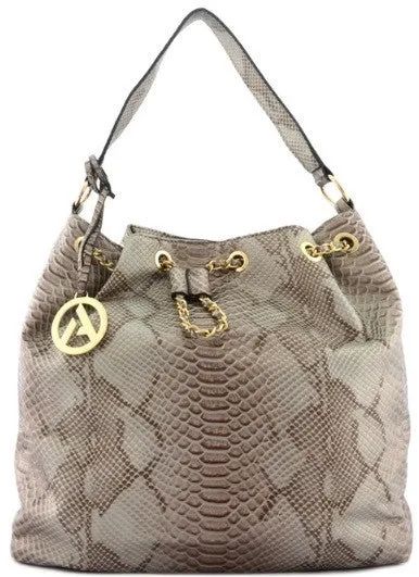 Python Bucket Handbag in Taupe