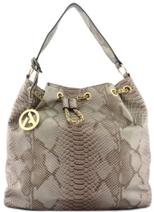 Python Bucket Handbag in Taupe