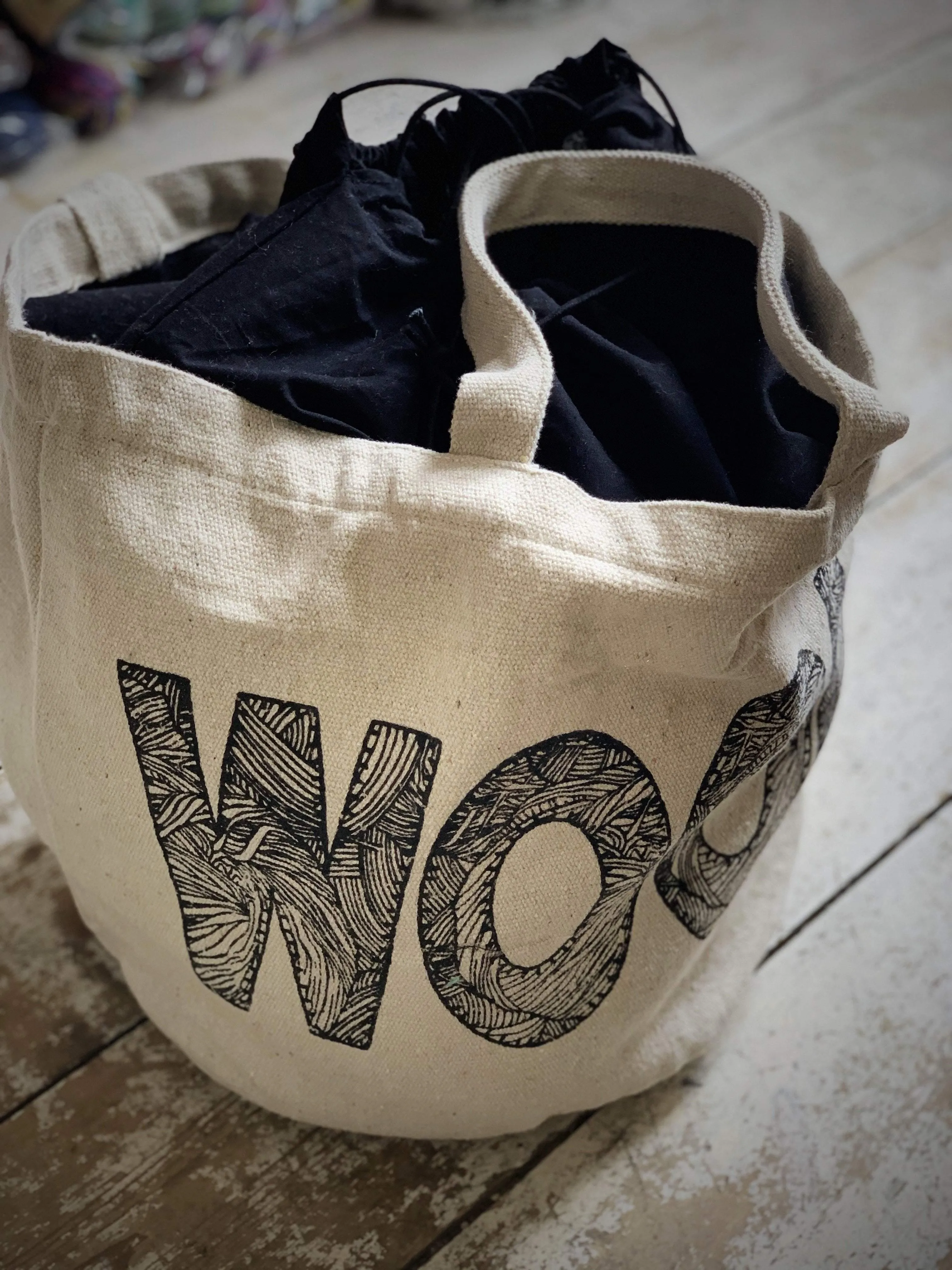 "Wool" Fabric Bucket Bag