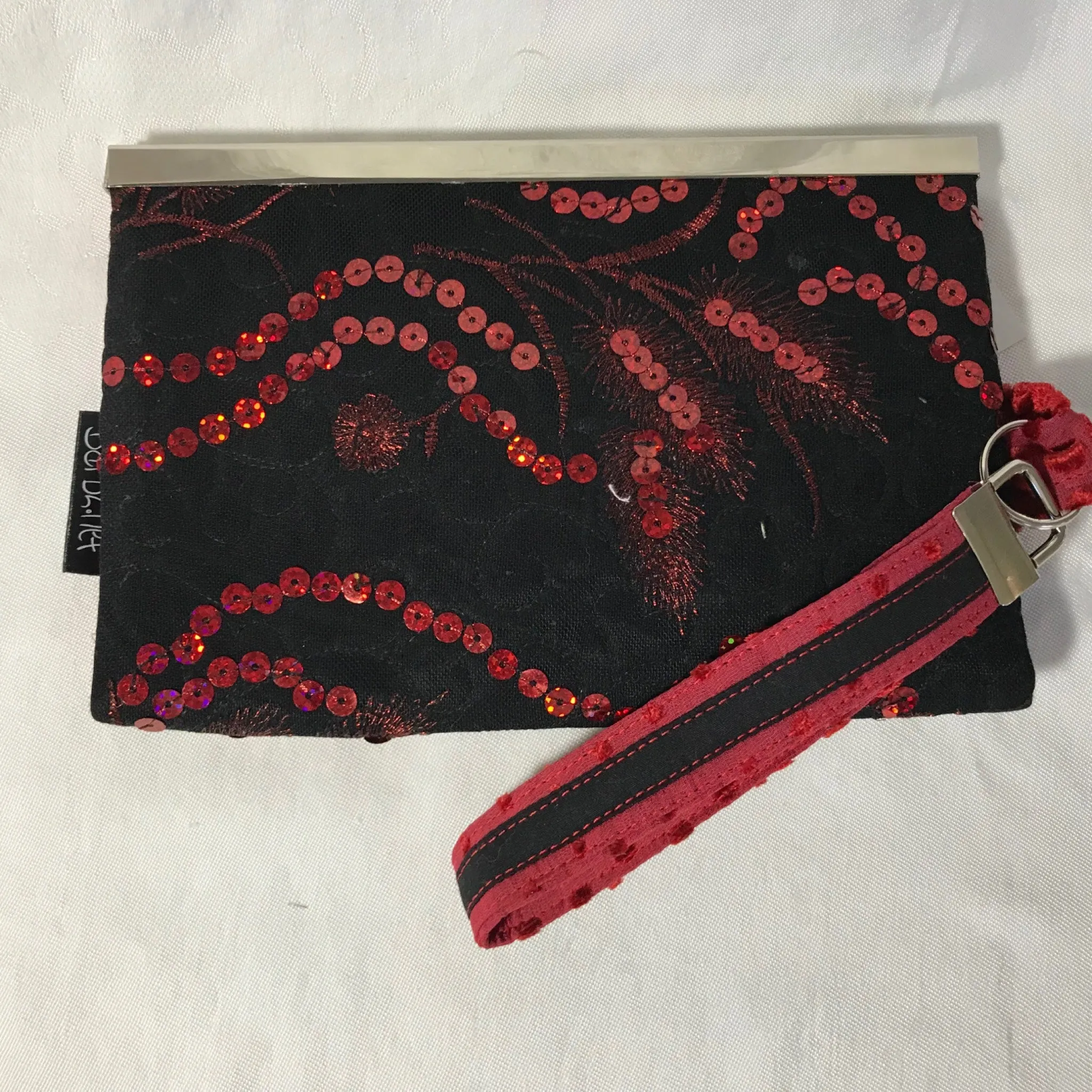 Red and black - Sequin and Silk Velvet- Wallet Deluxe