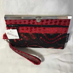 Red and black - Sequin and Silk Velvet- Wallet Deluxe