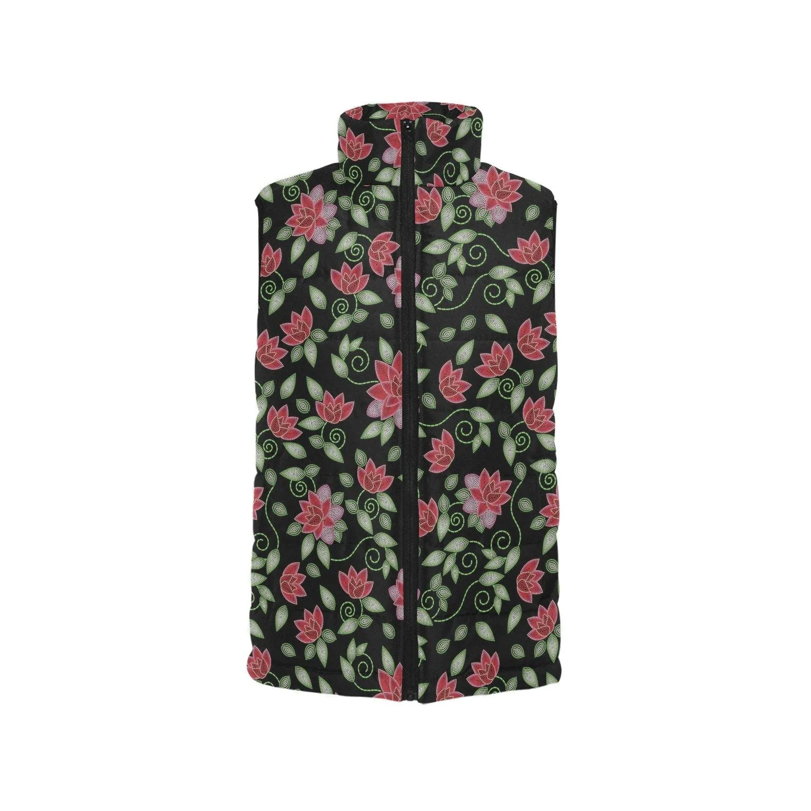 Red Beaded Rose Men's Padded Vest Jacket