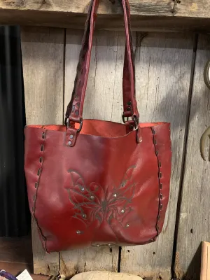 Red Leather Butterfly Purse