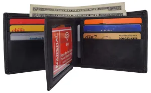 RFID Blocking Hunter Genuine Leather Men's Bifold Multi-Card ID Center Flip Wall