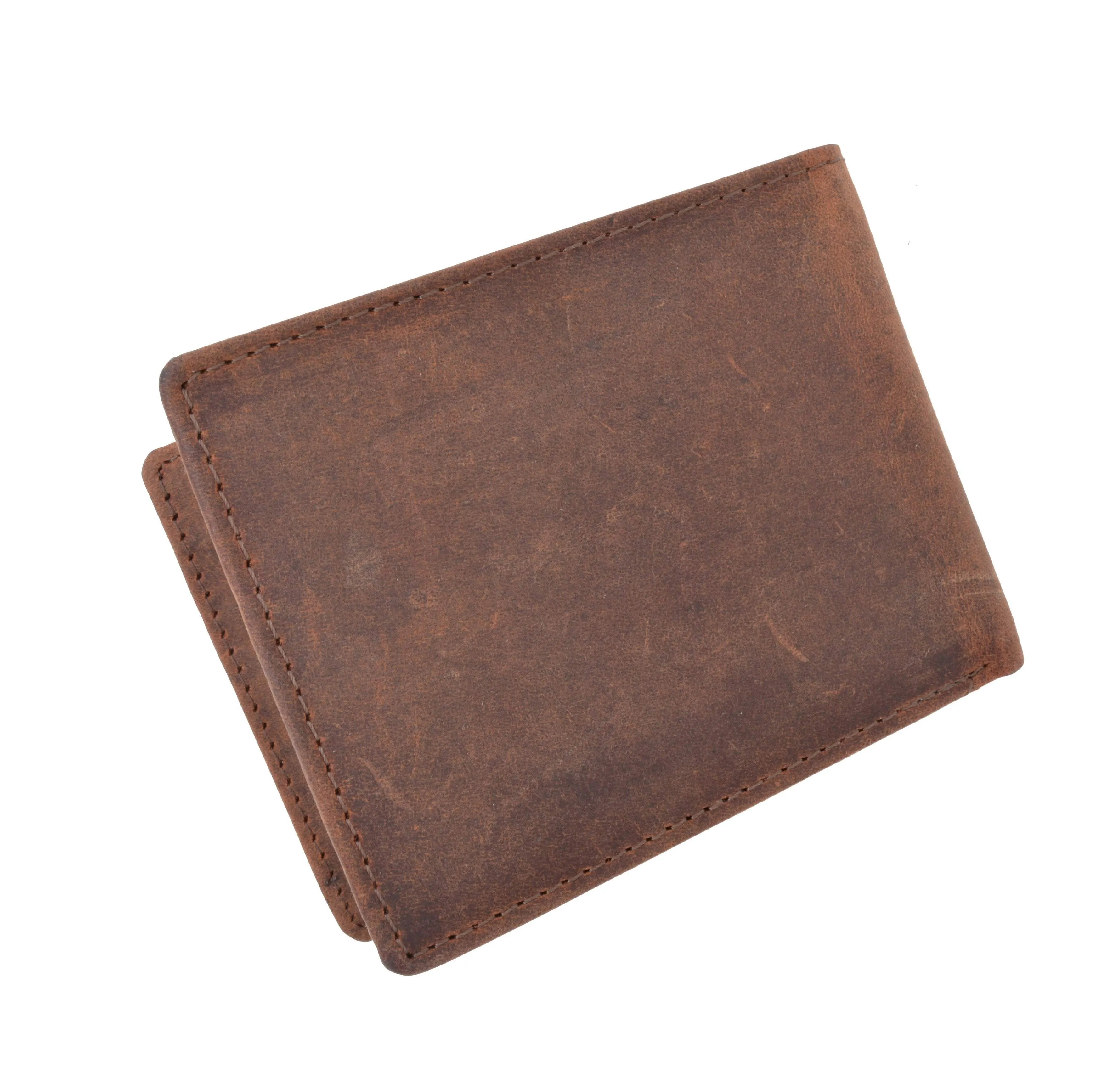 RFID Blocking Hunter Genuine Leather Men's Bifold Multi-Card ID Center Flip Wall