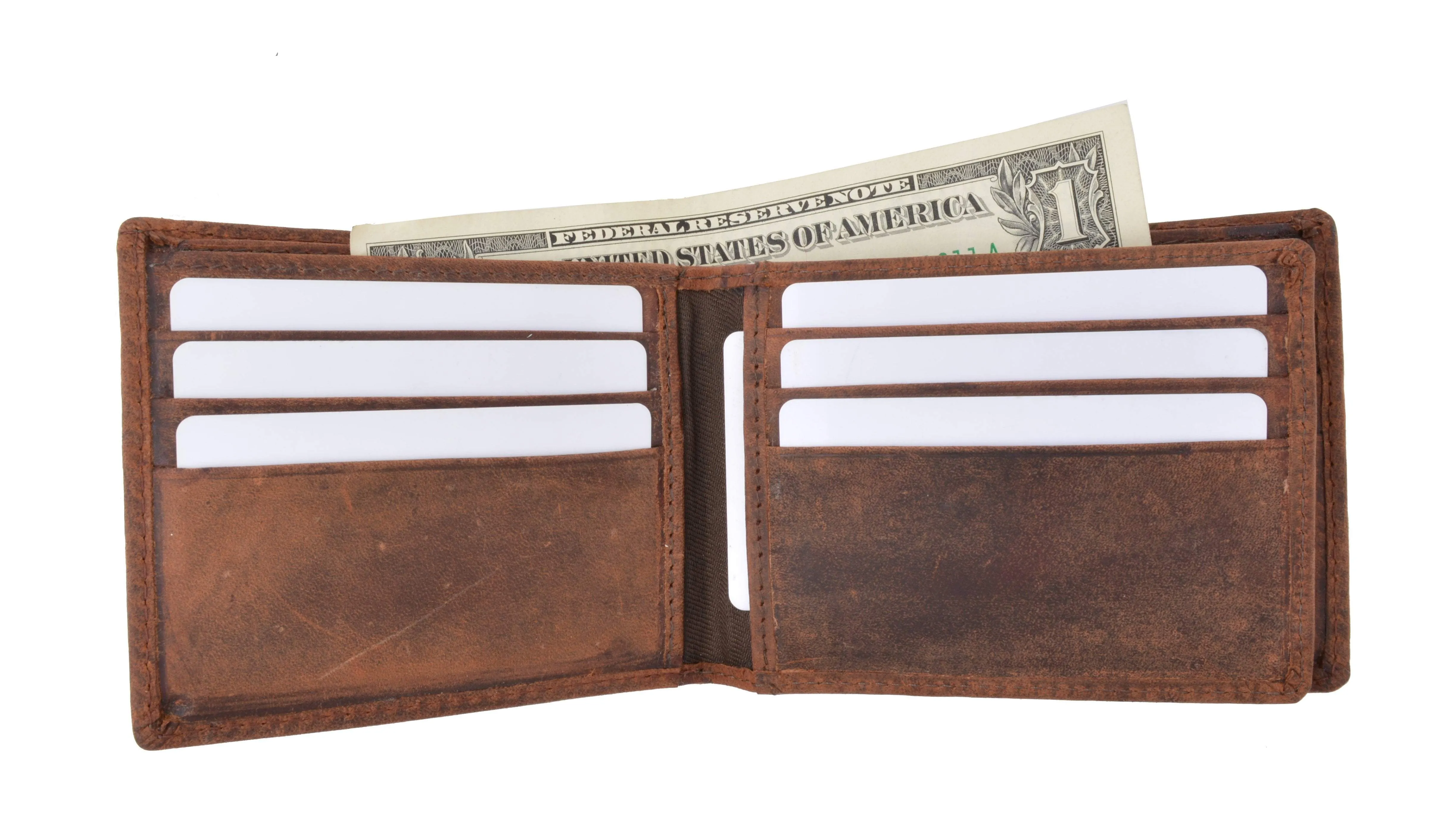 RFID Blocking Hunter Genuine Leather Men's Bifold Multi-Card ID Center Flip Wall