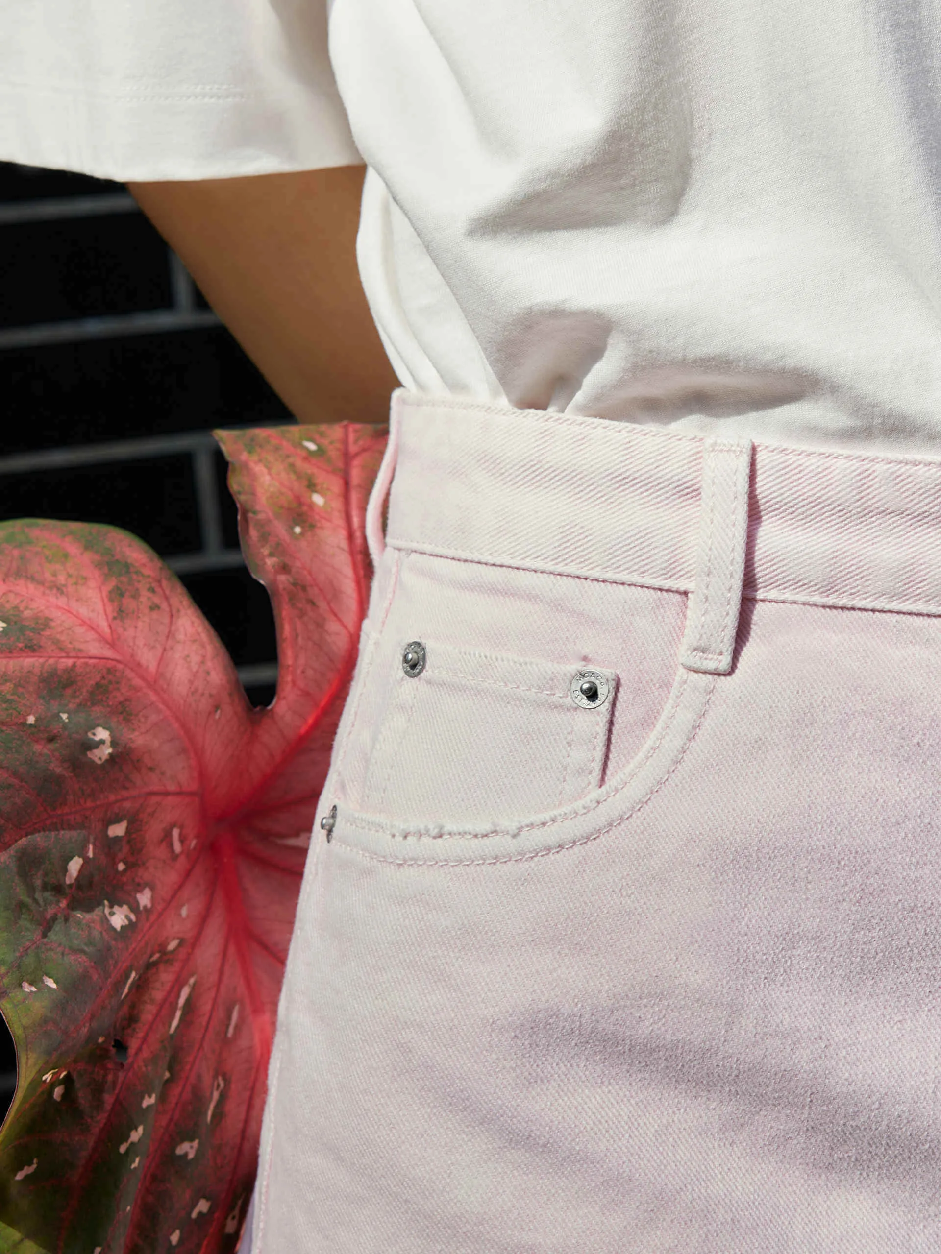 Ripped Details Cotton Denim Shorts