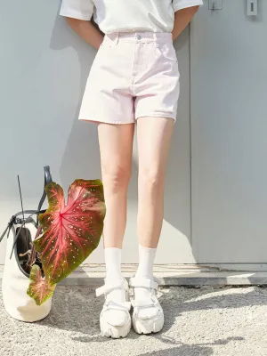 Ripped Details Cotton Denim Shorts
