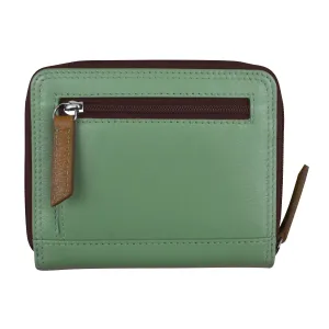 Sage Multi-Small Zip Rfid Leather Wallet