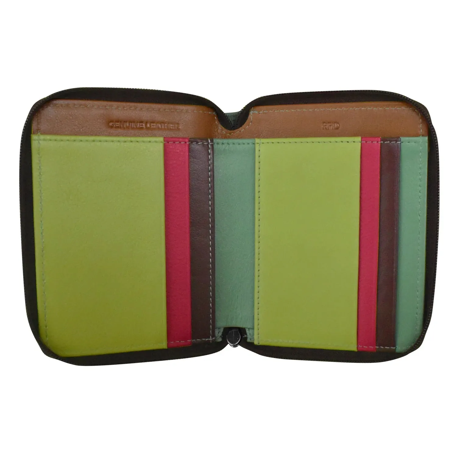 Sage Multi-Small Zip Rfid Leather Wallet