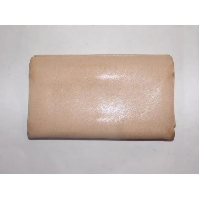 Salvatore Ferragamo Beige Nude Leather Vintage Wallet