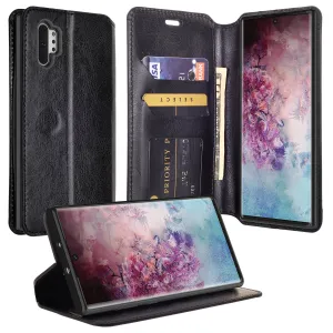 Samsung Galaxy Note 10  Case, Galaxy Note 10 Plus Wallet Case, Pu Leather Wallet Case [Kickstand] with ID & Credit Card Slots for Galaxy Note 10 Plus  - Black