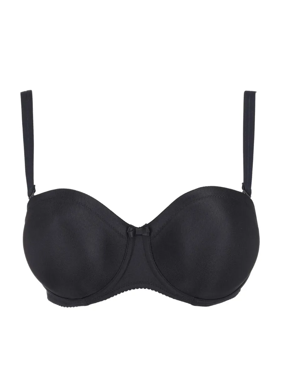 Satin Non Padded Strapless Bra - Black