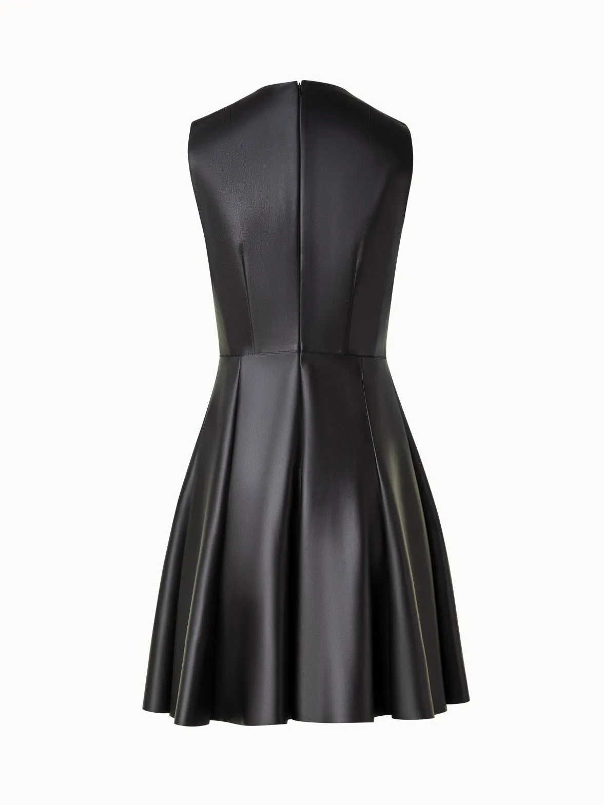Short Fit & Flare Leather Dress