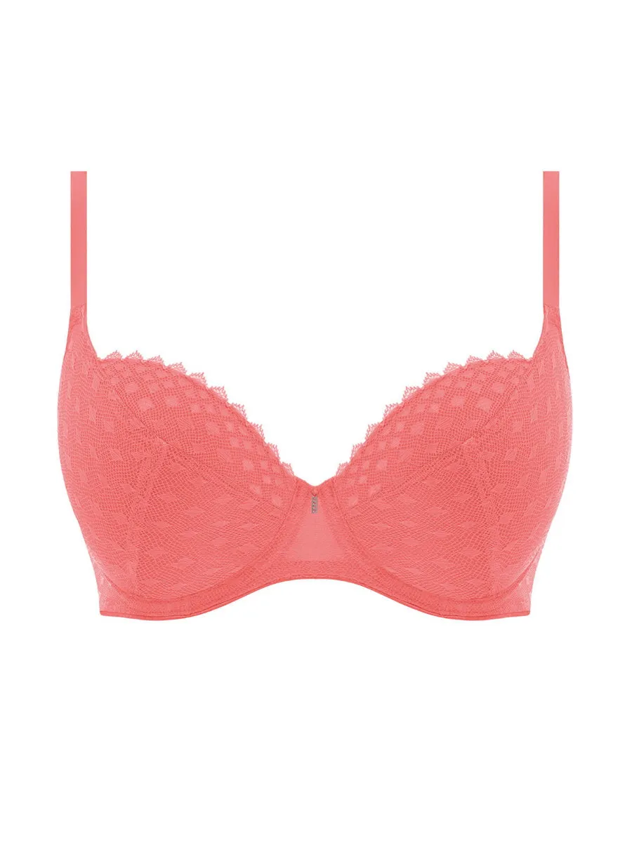 Signature Padded Plunge Bra - Hot Coral