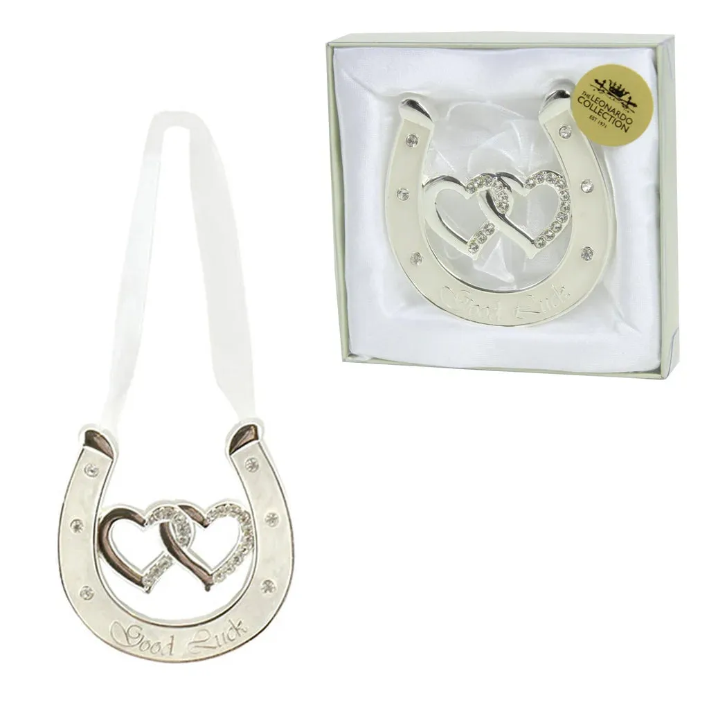 Silver Plated Wedding Diamante Horse Shoe