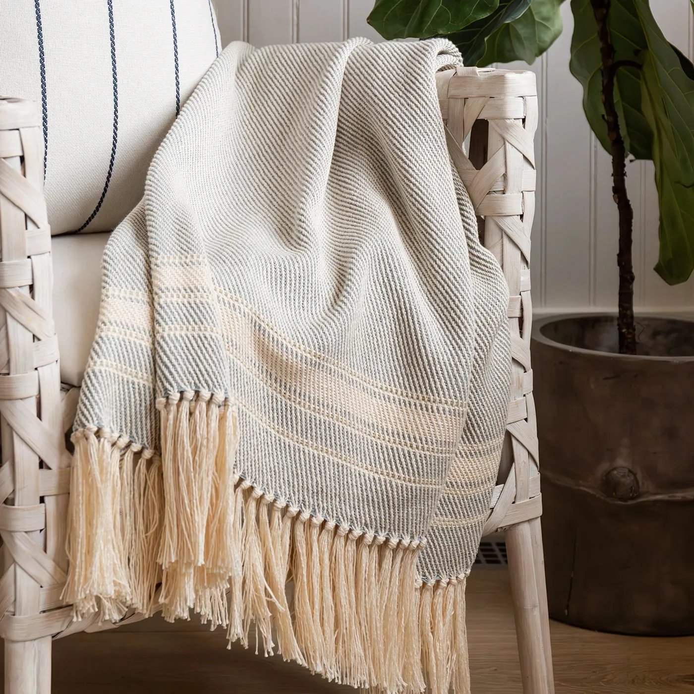 Silver Sky Handwoven Cotton Throw