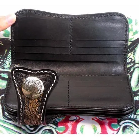Skull Leather Biker Tattoos Wallet