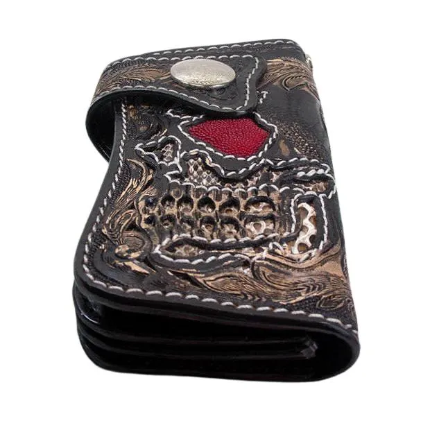 Skull Leather Biker Tattoos Wallet