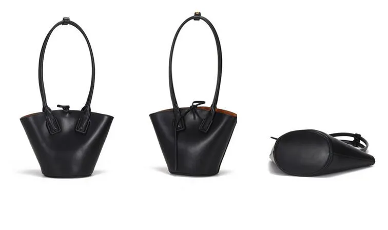 Small Womens Genuine Leather Bucket Handbags Shoulder Bag For Women