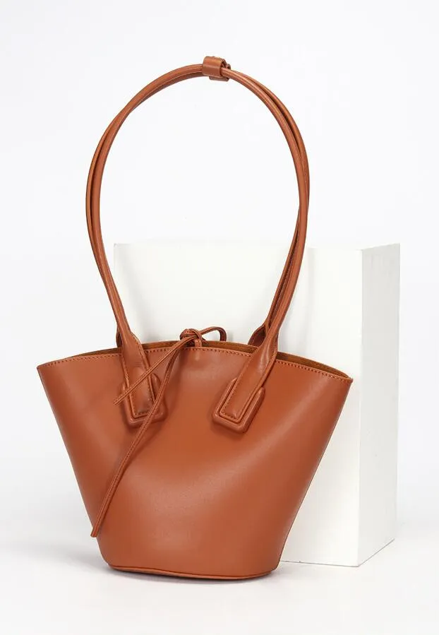 Small Womens Genuine Leather Bucket Handbags Shoulder Bag For Women