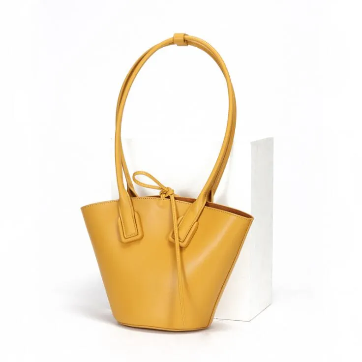 Small Womens Genuine Leather Bucket Handbags Shoulder Bag For Women
