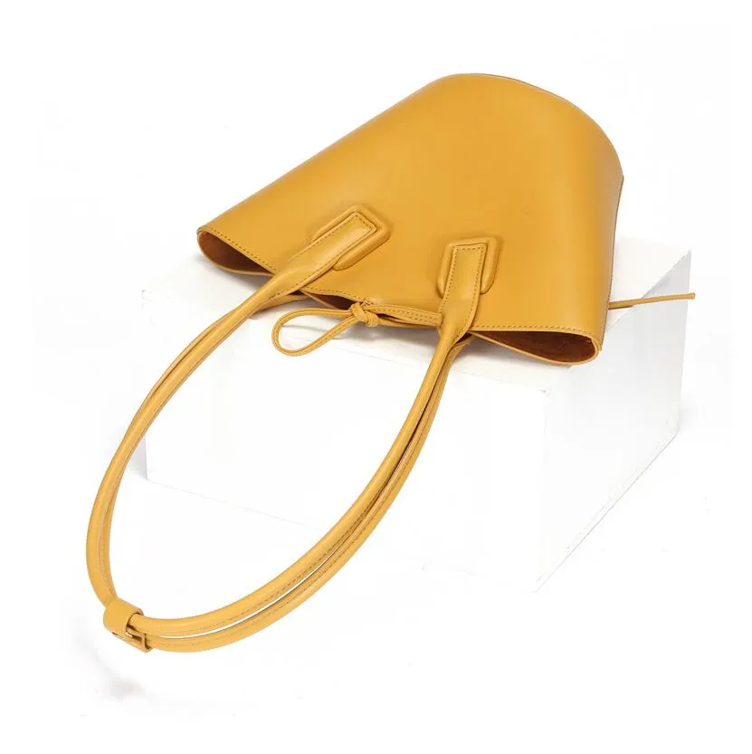 Small Womens Genuine Leather Bucket Handbags Shoulder Bag For Women