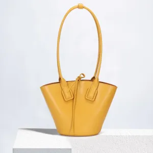 Small Womens Genuine Leather Bucket Handbags Shoulder Bag For Women
