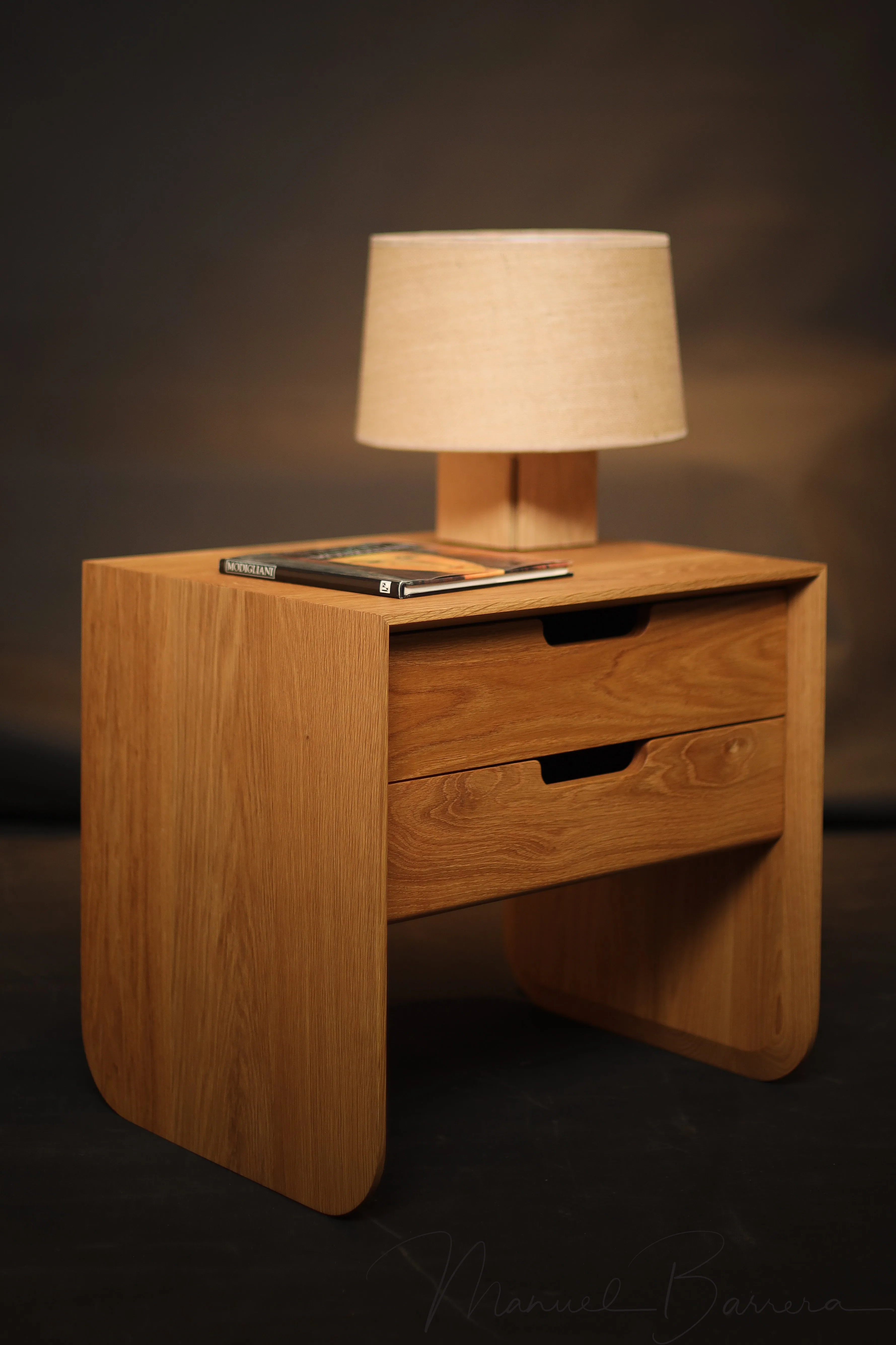 Solid timber brutalist nightstand