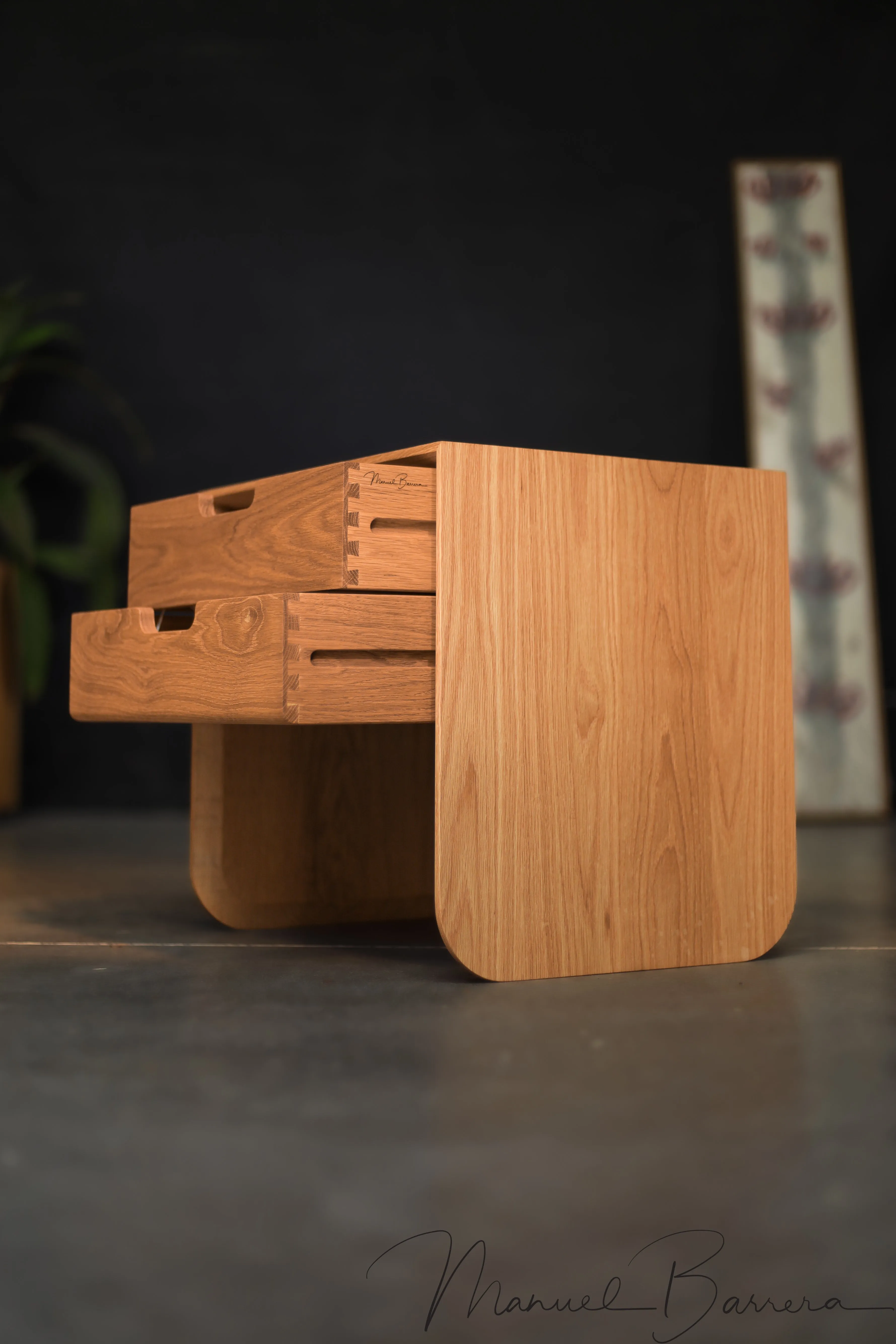 Solid timber brutalist nightstand